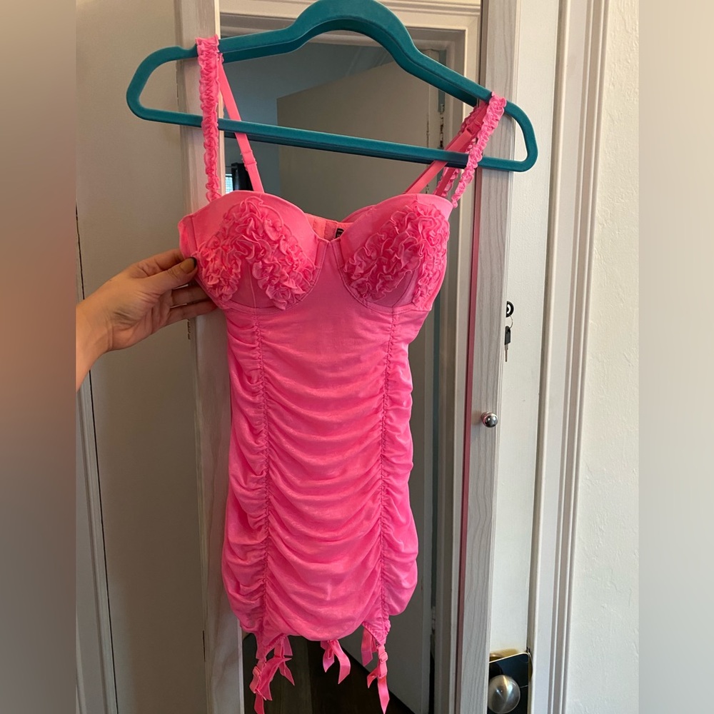 COPY - Barbie Pink Lingerie Bra with Garter Clips Victoria’s Secret